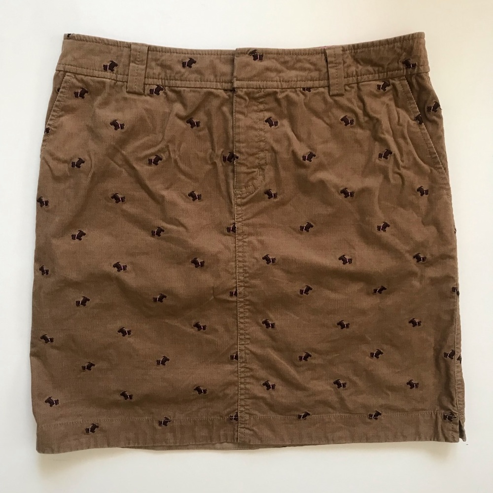 Lilly Pulitzer corduroy skirt with embroidered Scottie dog pattern